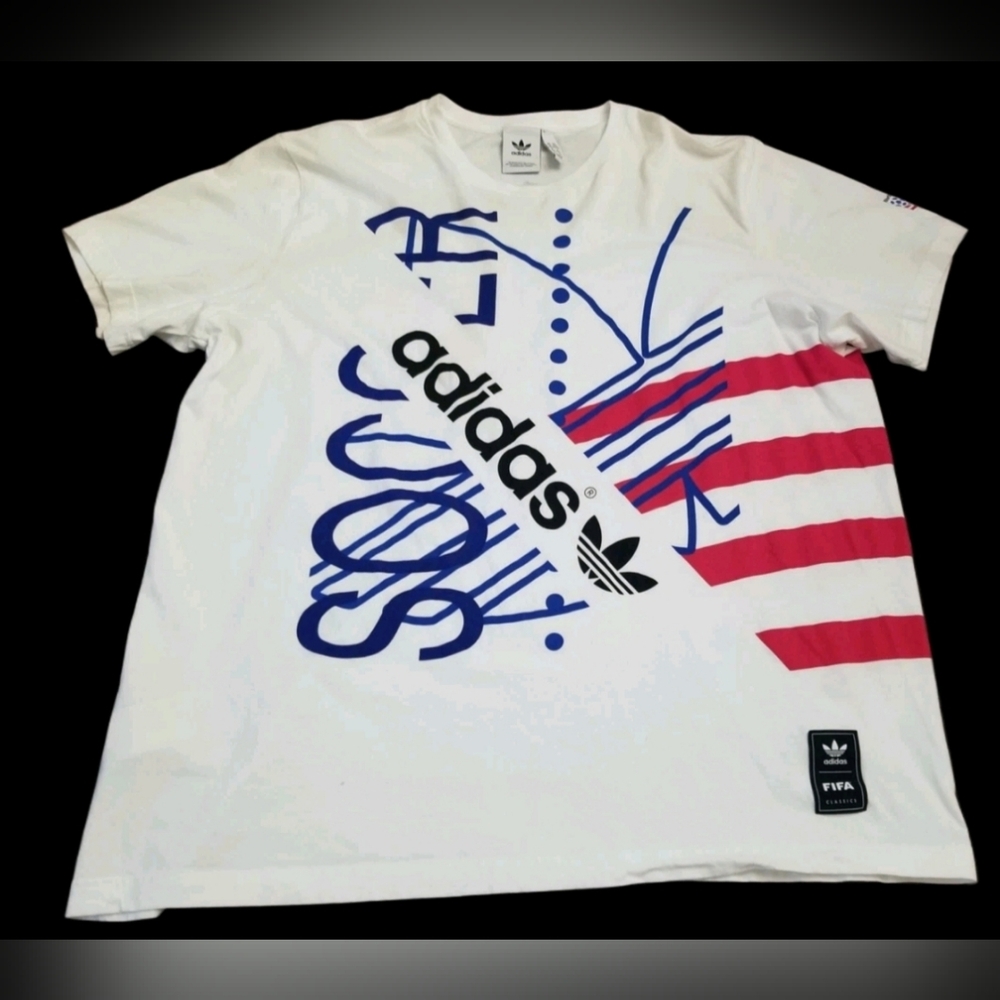 Adidas Soccer FIFA 1994 USA World Cup Site Map White T-Shirt Men 2XL Vtg Sport